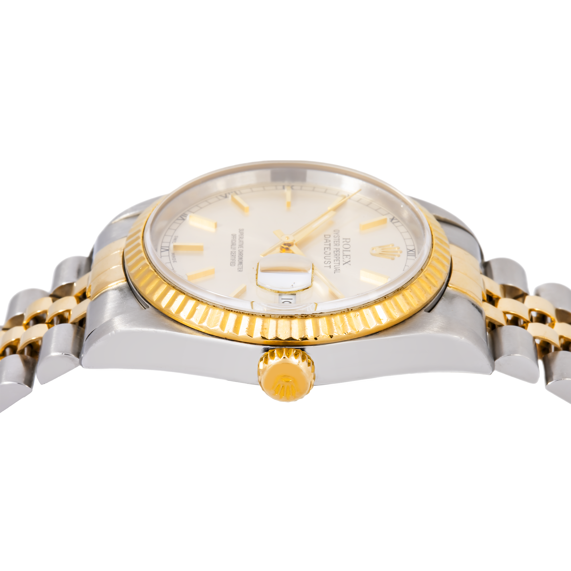 Rolex Datejust 36MM 16013 Silver Dial Fluted Bezel Two Tone Yellow Gold Jubilee Bracelet