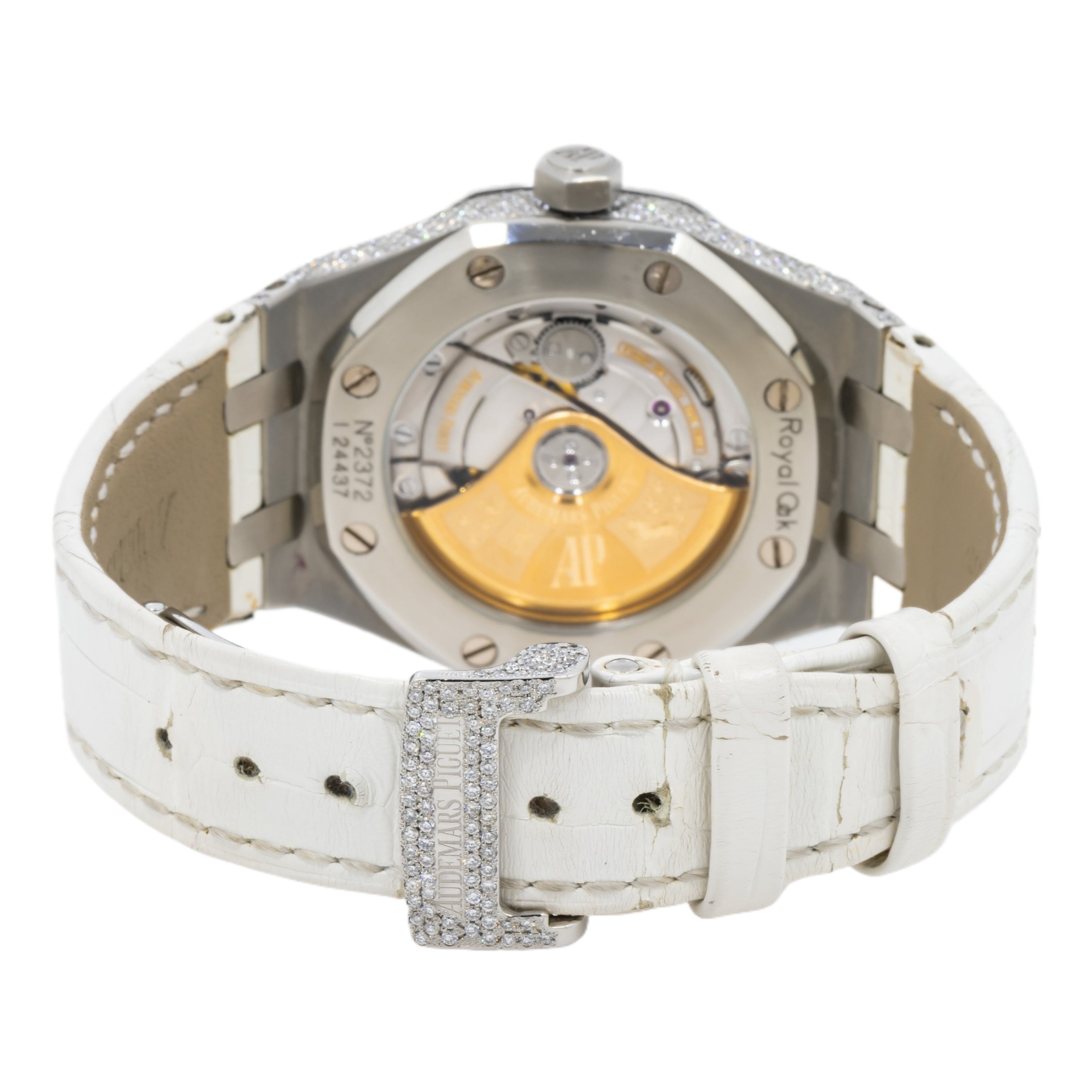 Audemars Piguet Royal Oak Selfwinding 15450ST 37MM Diamond Dial And Bezel With White Rubber Bracelet