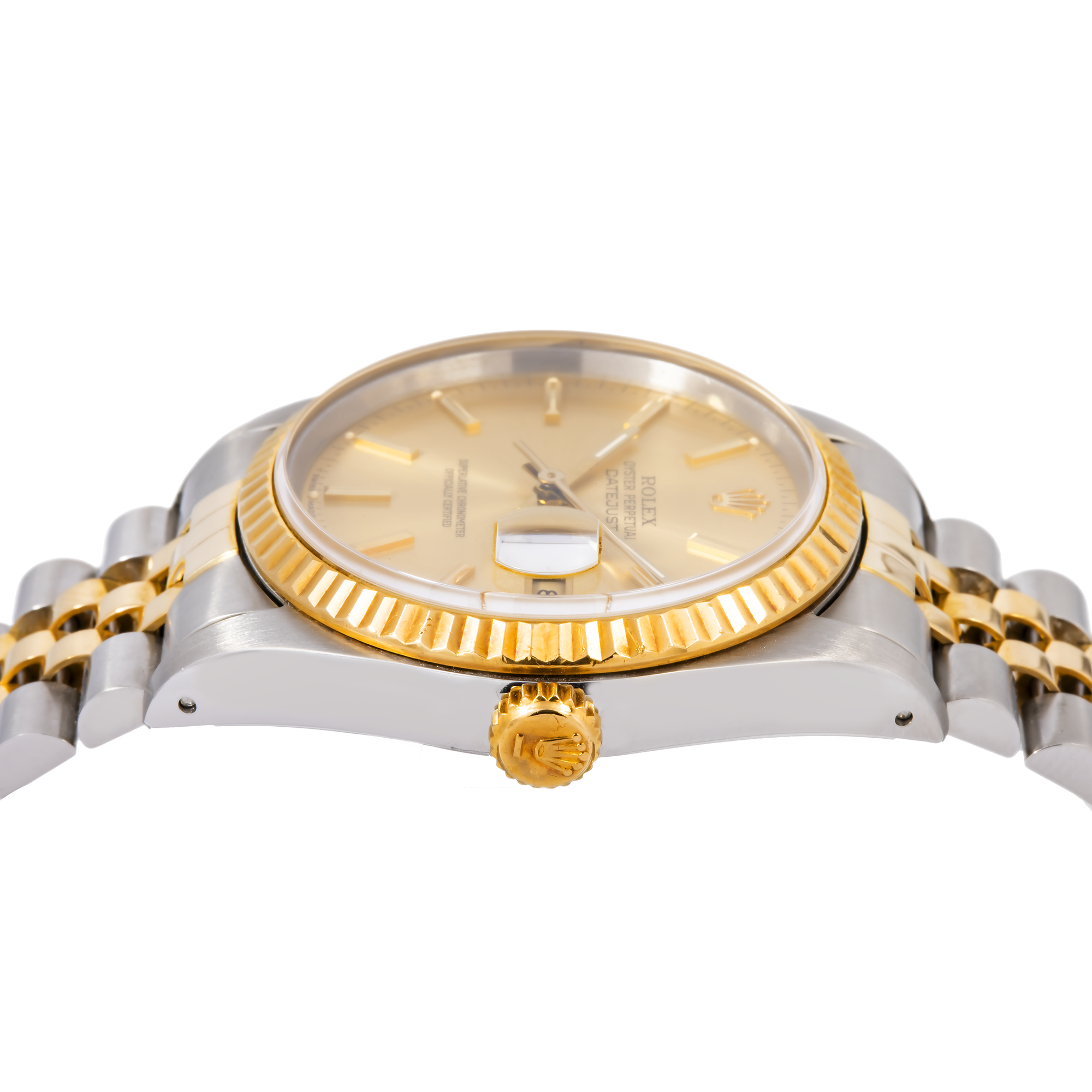 Rolex Datejust 36MM 16013 Champagne Dial Fluted Bezel Two Tone Yellow Gold Jubilee Bracelet