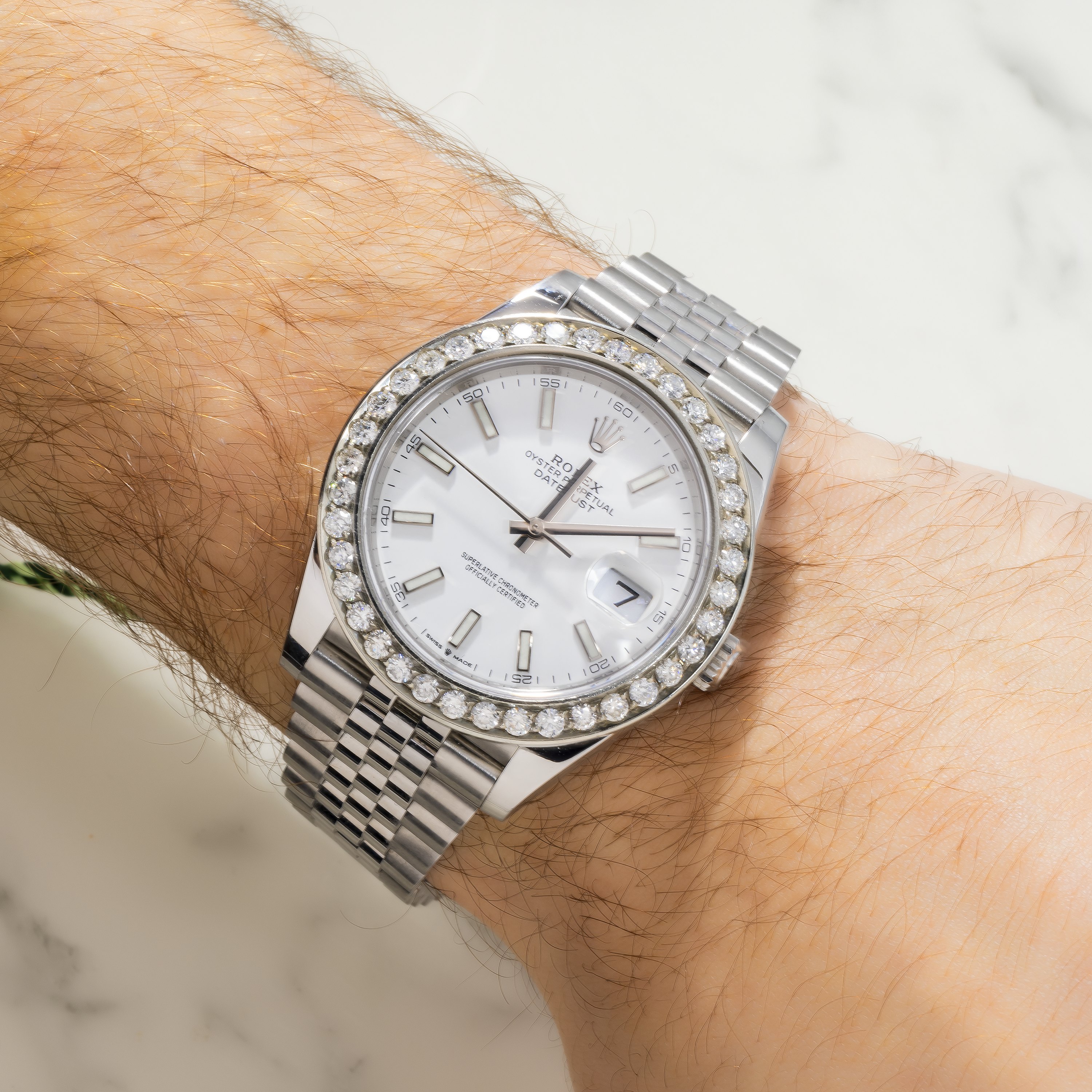 Rolex Datejust 41MM 126300 White Dial Diamond Bezel Stainless Steel Jubilee Bracelet