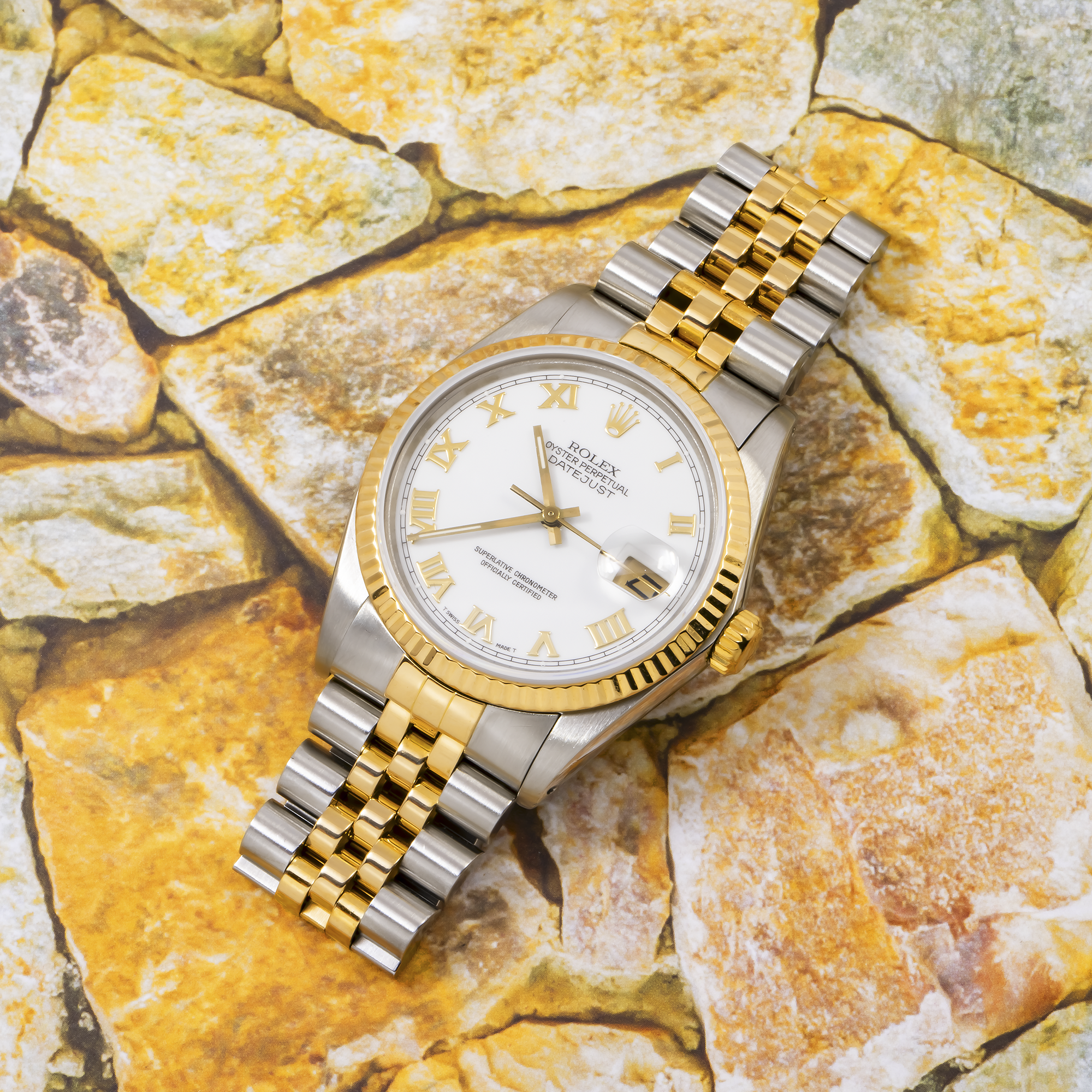 Rolex Datejust 16013 36MM White Roman Dial With Two Tone Jubilee Bracelet