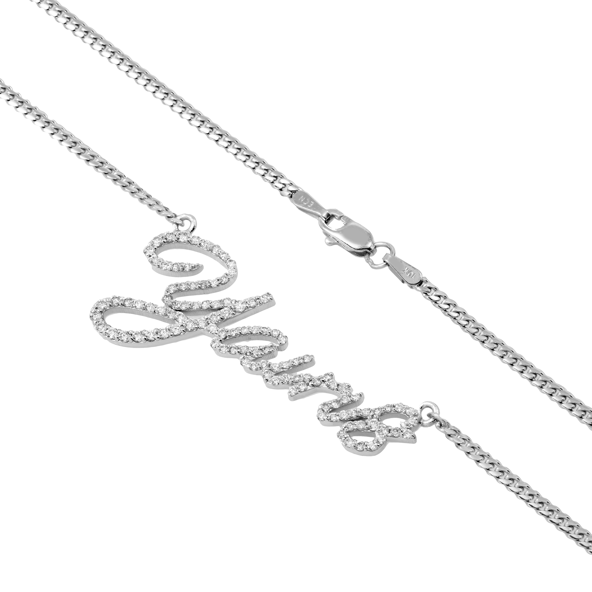 10K WHITE GOLD DIAMOND CUSTOM NAME NECKLACE 0.56 CT