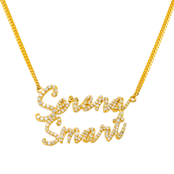 10K YELLOW GOLD DIAMOND CUSTOM NAME NECKLACE 1.15 CT