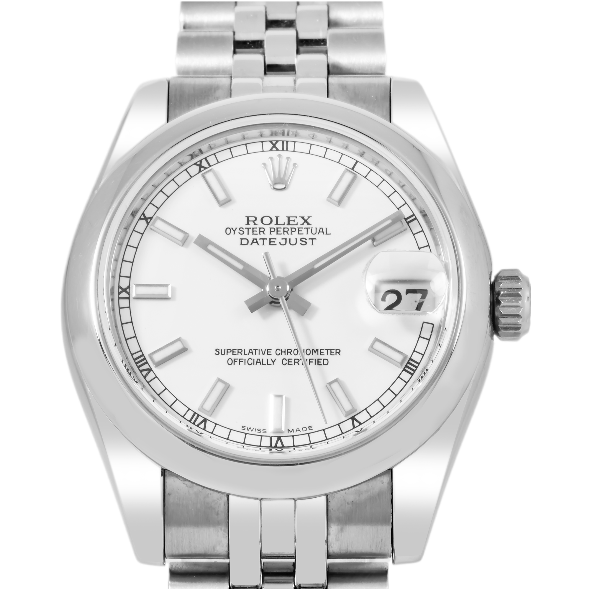 Rolex Datejust 31MM 178240 White Dial Smooth Bezel Stainless Steel Jubilee Bracelet