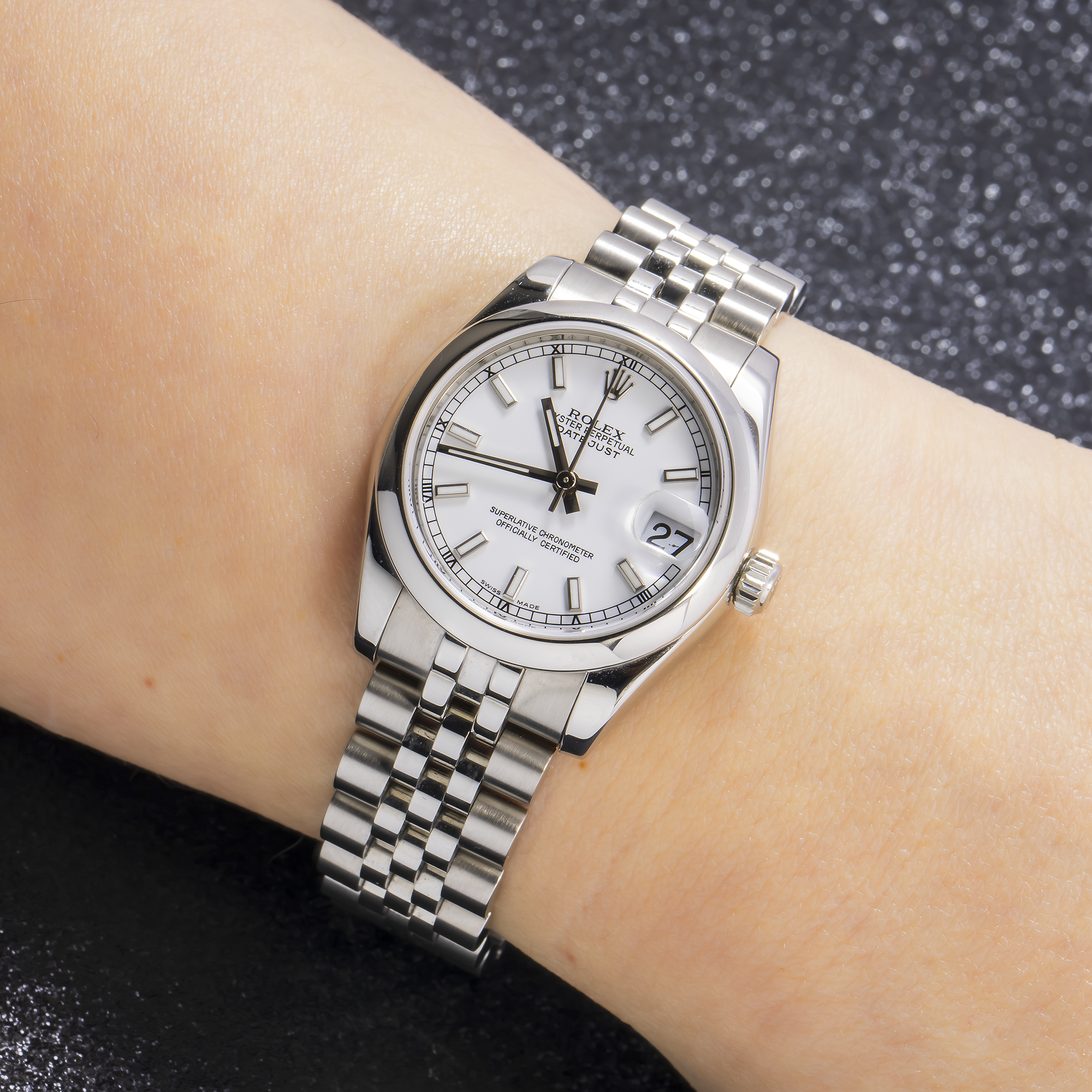Rolex Datejust 31MM 178240 White Dial Smooth Bezel Stainless Steel Jubilee Bracelet