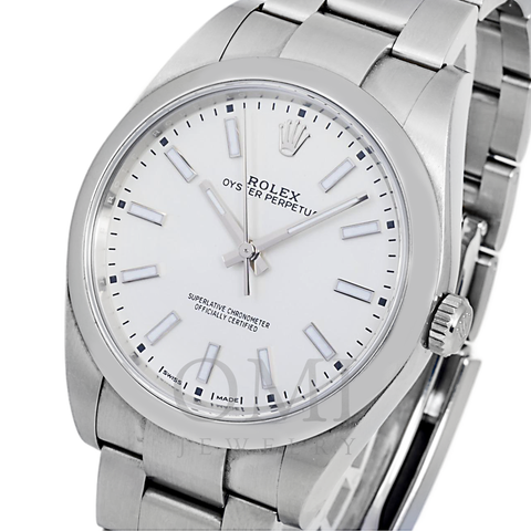 ROLEX OYSTER PERPETUAL 114300 39MM WHITE RHODIUM DIAL WITH STAINLESS STEEL OYSTER BRACELET