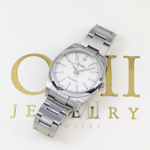 ROLEX OYSTER PERPETUAL 114300 39MM WHITE RHODIUM DIAL WITH STAINLESS STEEL OYSTER BRACELET