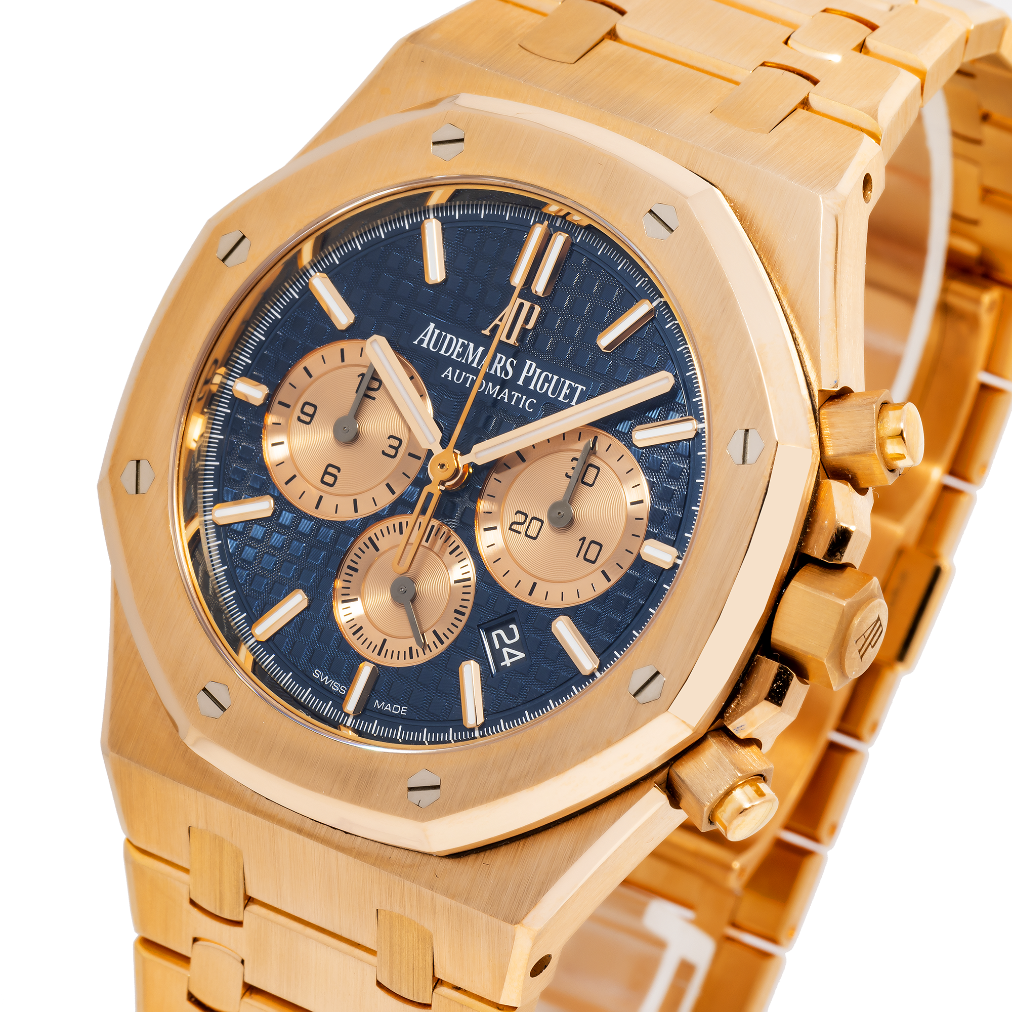 AUDEMARS PIGUET ROYAL OAK CHRONOGRAPH 26331OR 41MM BLUE DIAL WITH ROSE GOLD BRACELET