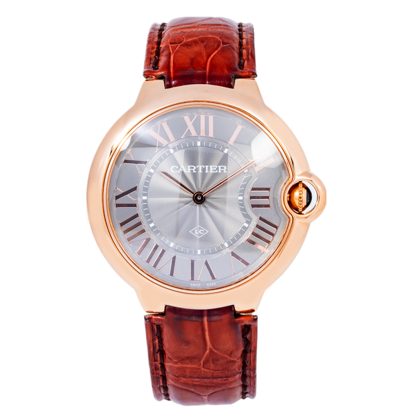 CARTIER BALLON BLEU DE CARTIER W6920089 40MM GRAY GUILLOCHÉ DIAL WITH BROWN ALIGATOR LEATHER BRACELET