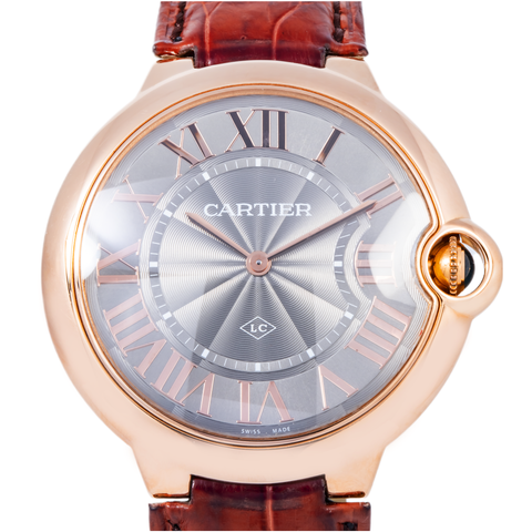 CARTIER BALLON BLEU DE CARTIER W6920089 40MM GRAY GUILLOCHÉ DIAL WITH BROWN ALIGATOR LEATHER BRACELET