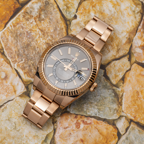 ROLEX OYSTER PERPETUAL SKY-DWELLER 336935 42MM DARK SLATE INDEX DIAL WITH ROSE GOLD OYSTER BRACELET