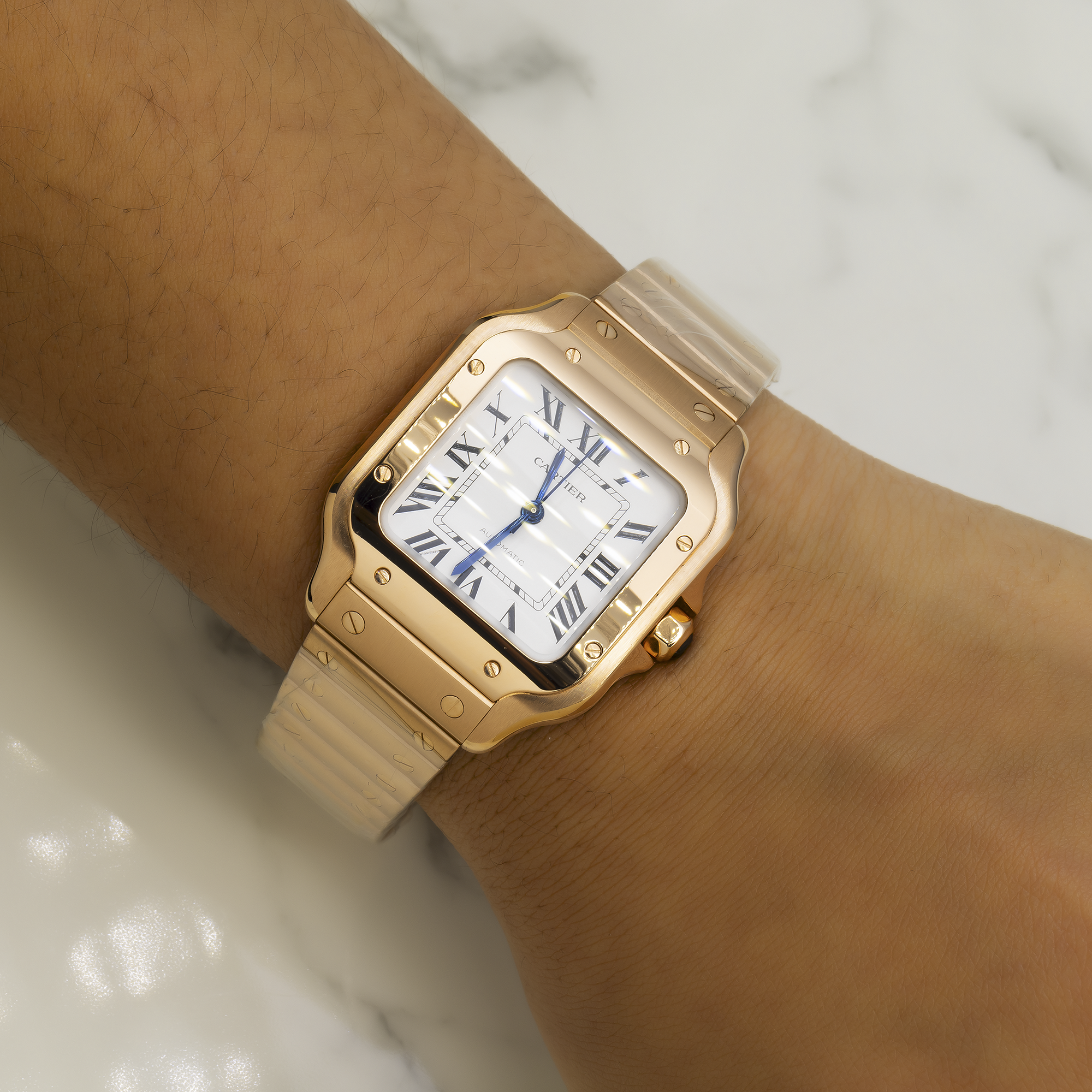 CARTIER SANTOS DE CARTIER WGSA0029 39.8MM WHITE DIAL WITH YELLOW GOLD BRACELET