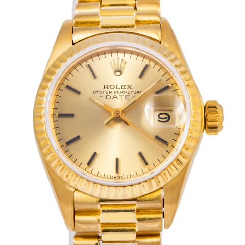 ROLEX LADY-DATEJUST 6917 26MM CHAMPAGNE DIAL WITH YELLOW GOLD PRESIDENT JUBILEE BRACELET