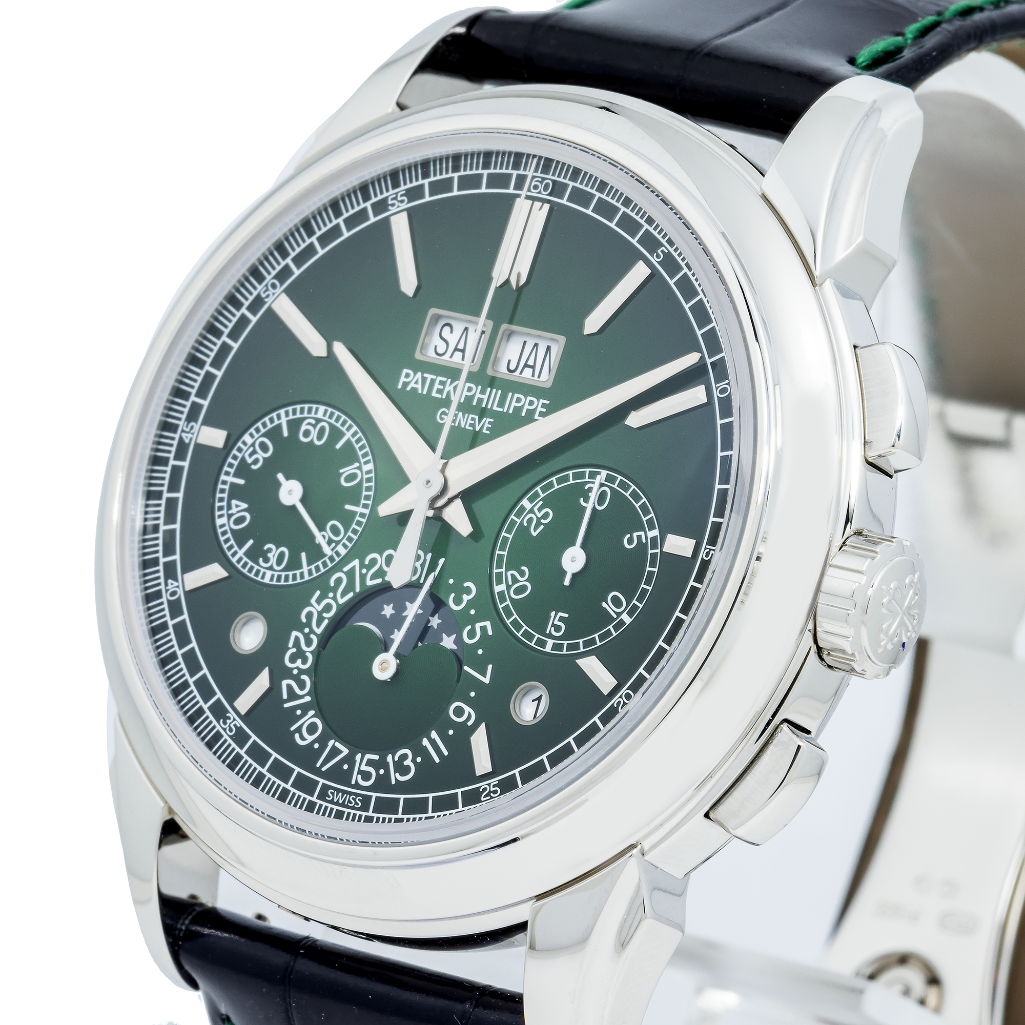 Patek Philippe Grand Complications 41MM 5270P-014 Green Dial Platinum Bezel Black Alligator Leather Strap