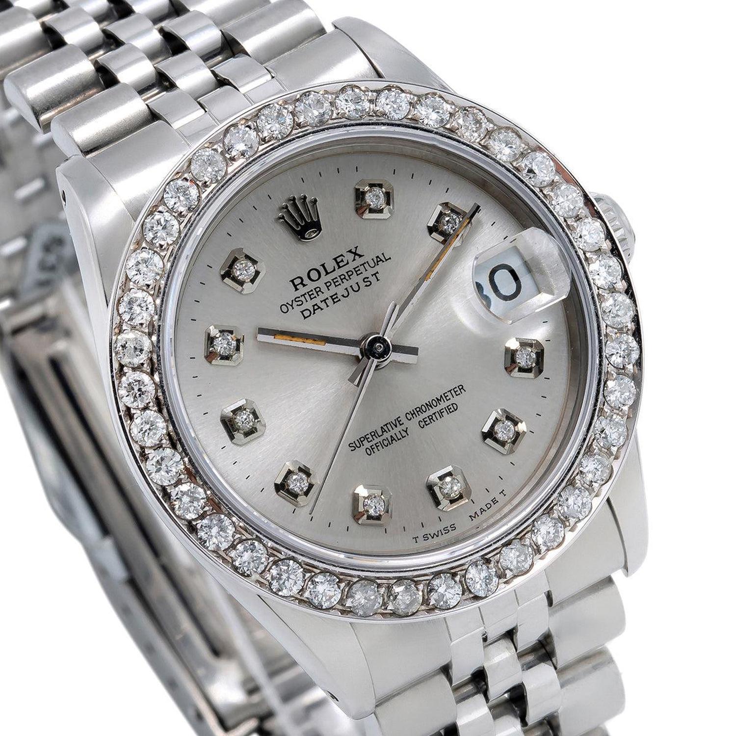 Rolex Datejust 31MM 78274 Silver Diamond Dial Diamond Bezel Stainless Steel Jubilee Bracelet 1.05ct