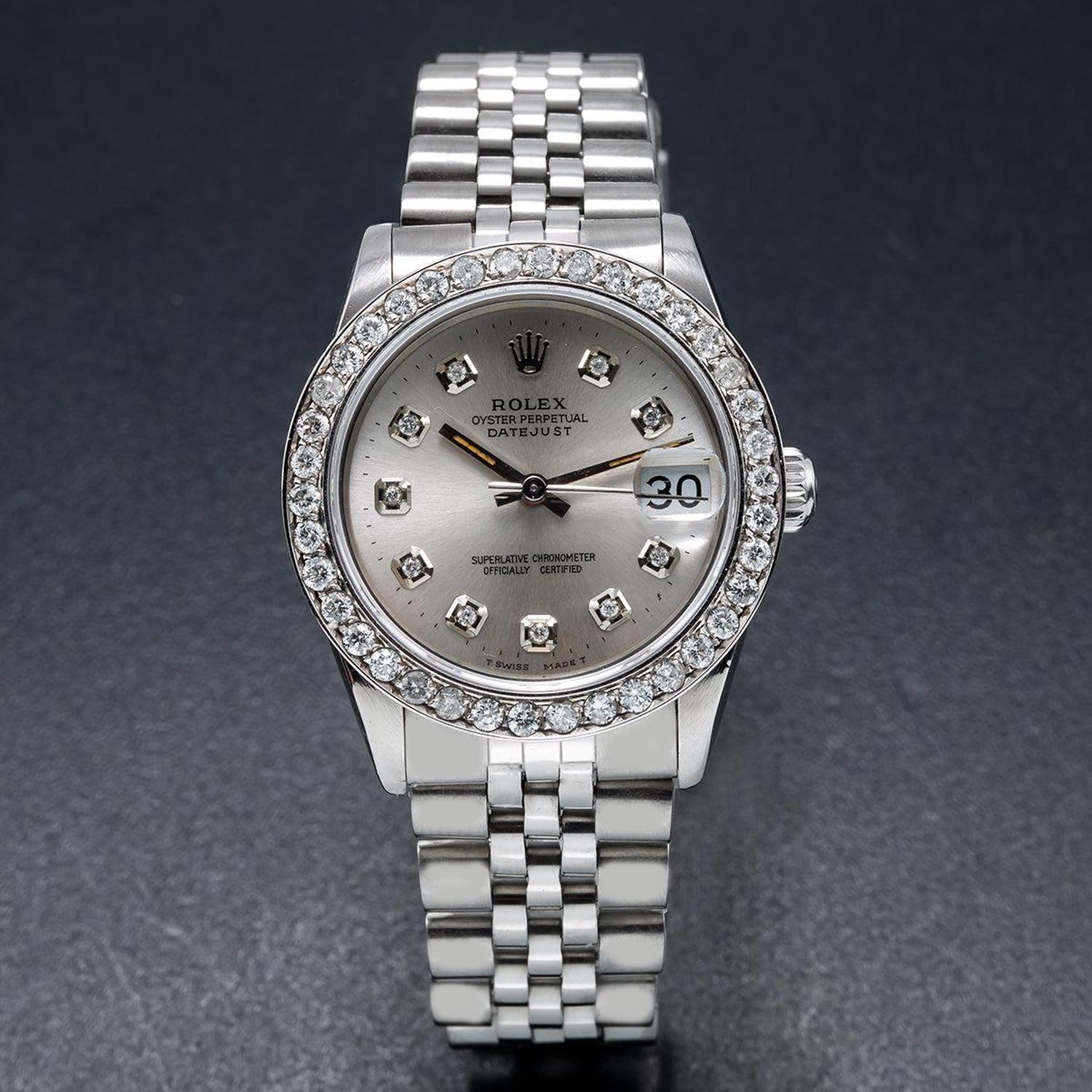 Rolex Datejust 31MM 78274 Silver Diamond Dial Diamond Bezel Stainless Steel Jubilee Bracelet 1.05ct
