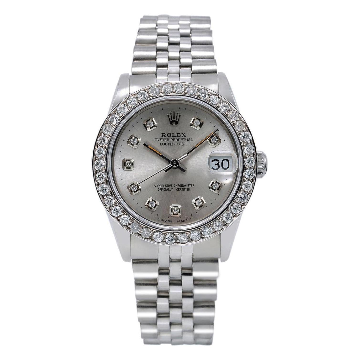 Rolex Datejust 31MM 78274 Silver Diamond Dial Diamond Bezel Stainless Steel Jubilee Bracelet 1.05ct