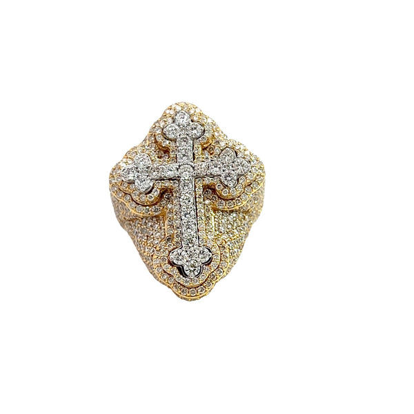 14K GOLD DIAMOND PAVE 3-D CROSS RING 6.66 CT – OMI Jewelry