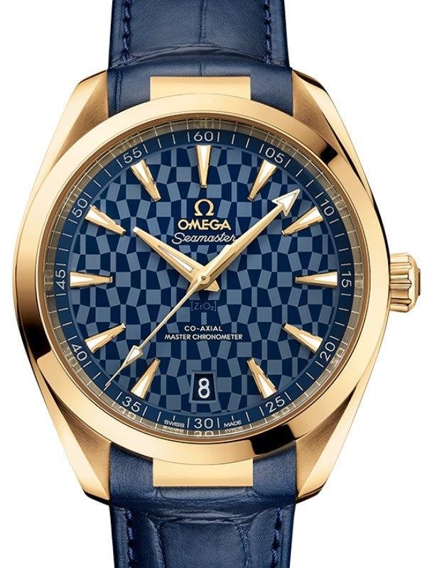 OMEGA SEAMASTER AQUA TERRA 150M CO-AXIAL MASTER CHRONOMETER YELLOW GOLD  41MM BLUE DIAL 522.53.41.21.03.001 WITH ALLIGATOR LEATHER STRAP