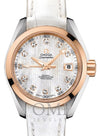 OMEGA SEAMASTER AQUA TERRA 150M CO-AXIAL CHRONOMETER 30MM STAINLESS STEEL RED GOLD WHITE MOTHER OF PEARL DIAL DIAMOND SET INDEX 231.23.30.20.55.001 WITH ALLIGATOR LEATHER STRAP (Copy)