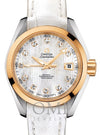 Copy of OMEGA SEAMASTER AQUA TERRA 150M CO-AXIAL CHRONOMETER 30MM STAINLESS STEEL YELLOW GOLD WHITE MOTHER OF PEARL DIAL DIAMOND SET INDEX 231.23.30.20.55.002 WITH  ALLIGATOR LEATHER STRAP