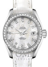 Copy of OMEGA SEAMASTER AQUA TERRA 150M CO-AXIAL CHRONOMETER 30MM STAINLESS STEEL DIAMOND BEZEL WHITE MOTHER OF PEARL DIAL DIAMOND SET INDEX 231.18.30.20.55.001 WITH ALLIGATOR LEATHER STRAP