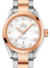 OMEGA SEAMASTER AQUA TERRA 150M MASTER CO-AXIAL CHRONOMETER 34MM STAINLESS STEEL SEDNA GOLD WHITE MOTHER OF PEARL DIAL DIAMOND SET INDEX 231.20.34.20.55.001 WITH STEEL AND ROSE GOLD BRACELET