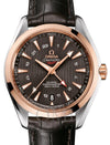 OMEGA SEAMASTER AQUA TERRA 150M CO-AXIAL CHRONOMETER GMT 43MM STAINLESS STEEL RED GOLD GREY DIAL 231.23.43.22.06.001 WITH ALLIGATOR LEATHER STRAP