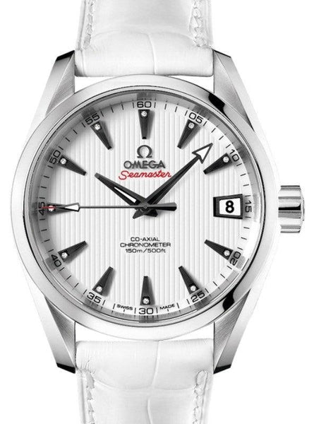 OMEGA SEAMASTER AQUA TERRA 150M OMEGA CO-AXIAL 38.5MM STAINLESS STEEL WHITE DIAL ALLIGATOR 231.13.39.21.54.001 WITH LEATHER STRAP