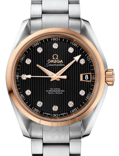 OMEGA SEAMASTER AQUA TERRA 150M OMEGA CO-AXIAL 38.5MM STAINLESS STEEL RED GOLD BLACK DIAL DIAMOND SET INDEX 231.20.39.21.51.003 WITH STEEL BRACELET