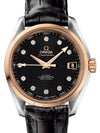 OMEGA SEAMASTER AQUA TERRA 150M OMEGA CO-AXIAL 38.5MM STAINLESS STEEL RED GOLD BLACK DIAL DIAMOND SET INDEX 231.23.39.21.51.001 WITH ALLIGATOR LEATHER STRAP
