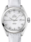 OMEGA SEAMASTER AQUA TERRA 150M CO-AXIAL CHRONOMETER 34MM STAINLESS STEEL WHITE DIAL DIAMOND SET INDEX 231.13.34.20.55.001 WITH ALLIGATOR LEATHER STRAP
