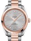 OMEGA SEAMASTER AQUA TERRA 150M CO-AXIAL MASTER CHRONOMETER LADIES 38MM STAINLESS STEEL ROSE GOLD GREY DIAL DIMOND SET INDEX 220.20.38.20.56.002 WITH STEEL AND ROSE GOLD BRACELET