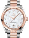 OMEGA SEAMASTER AQUA TERRA 150M CO-AXIAL MASTER CHRONOMETER LADIES 38MM STAINLESS STEEL ROSE GOLD WHITE DIAL DIMOND SET INDEX 220.20.38.20.55.001 WITH STEEL AND ROSE GOLD BRACELET