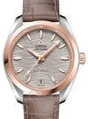OMEGA SEAMASTER AQUA TERRA 150M CO-AXIAL MASTER CHRONOMETER 34MM STAINLESS STEEL SEDNA GOLD GREY DIAL SEDNA GOLD INDEX 220.23.34.20.06.001 WITH ALLIGATOR LEATHER STRAP