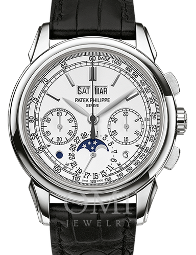 PATEK PHILIPPE GRAND COMPLICATIONS CHRONOGRAPH PERPETUAL CALENDAR WHITE GOLD SILVER OPALINE DIAL 5270G-018 WITH LEATHER STRAP