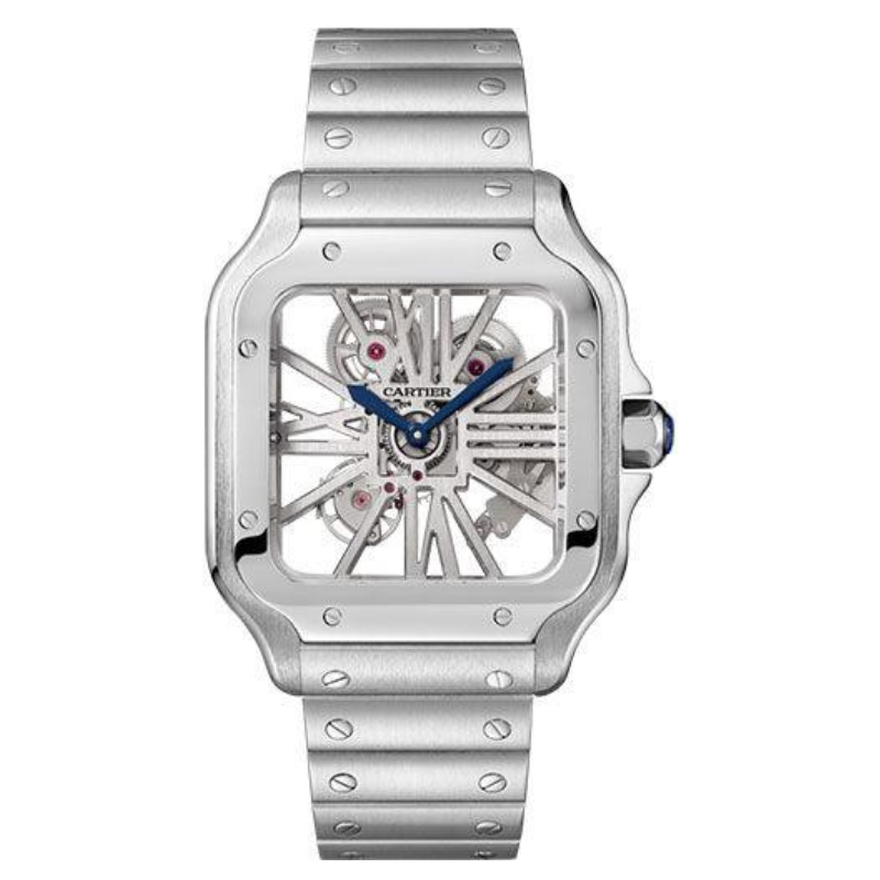 Cartier Santos 39.8MM WHSA0015 Skeleton Roman Dial Stainless Steel Bracelet