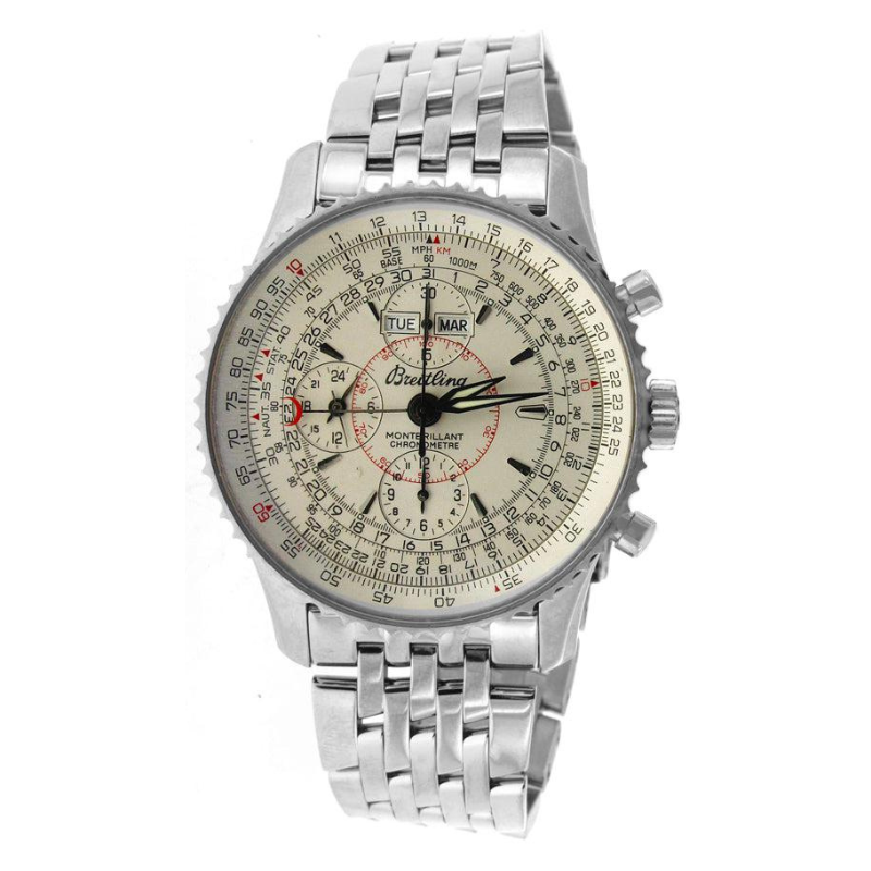 Breitling Montbrillant Datora 43MM A21330 White Dial Stainless Steel Bracelet
