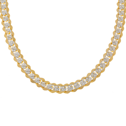 14K GOLD FLAT DIAMOND CUT 11MM OPEN CUBAN LINK CHAIN