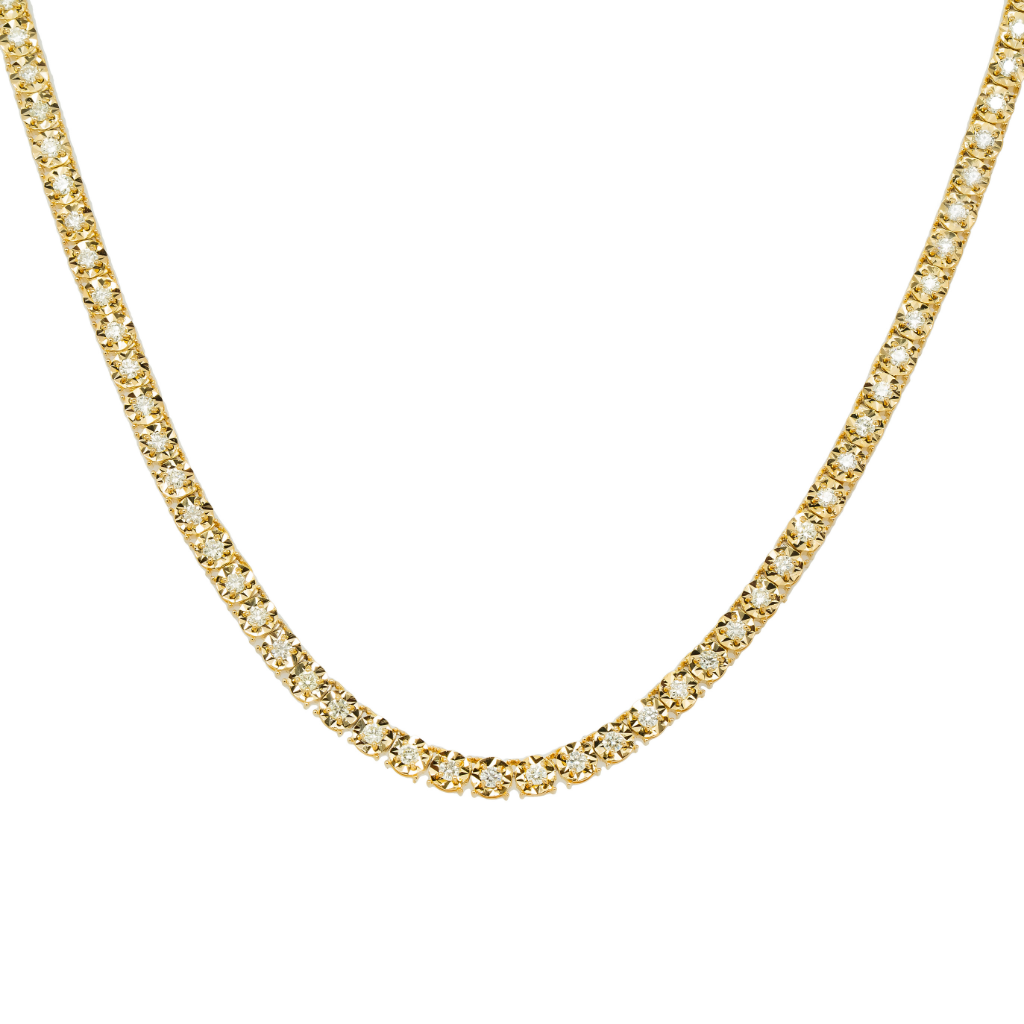 14K GOLD ROUND DIAMOND TENNIS CHAIN 6.60 CT