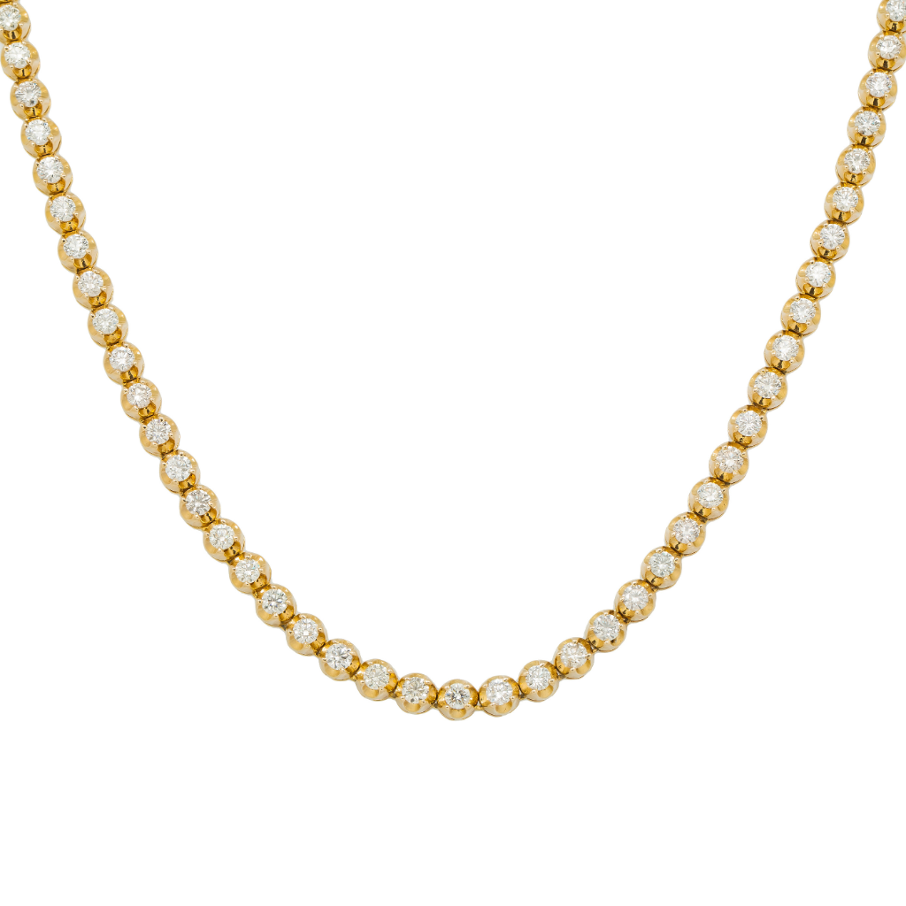 14K GOLD ROUND DIAMOND TENNIS CHAIN 15.00 CT