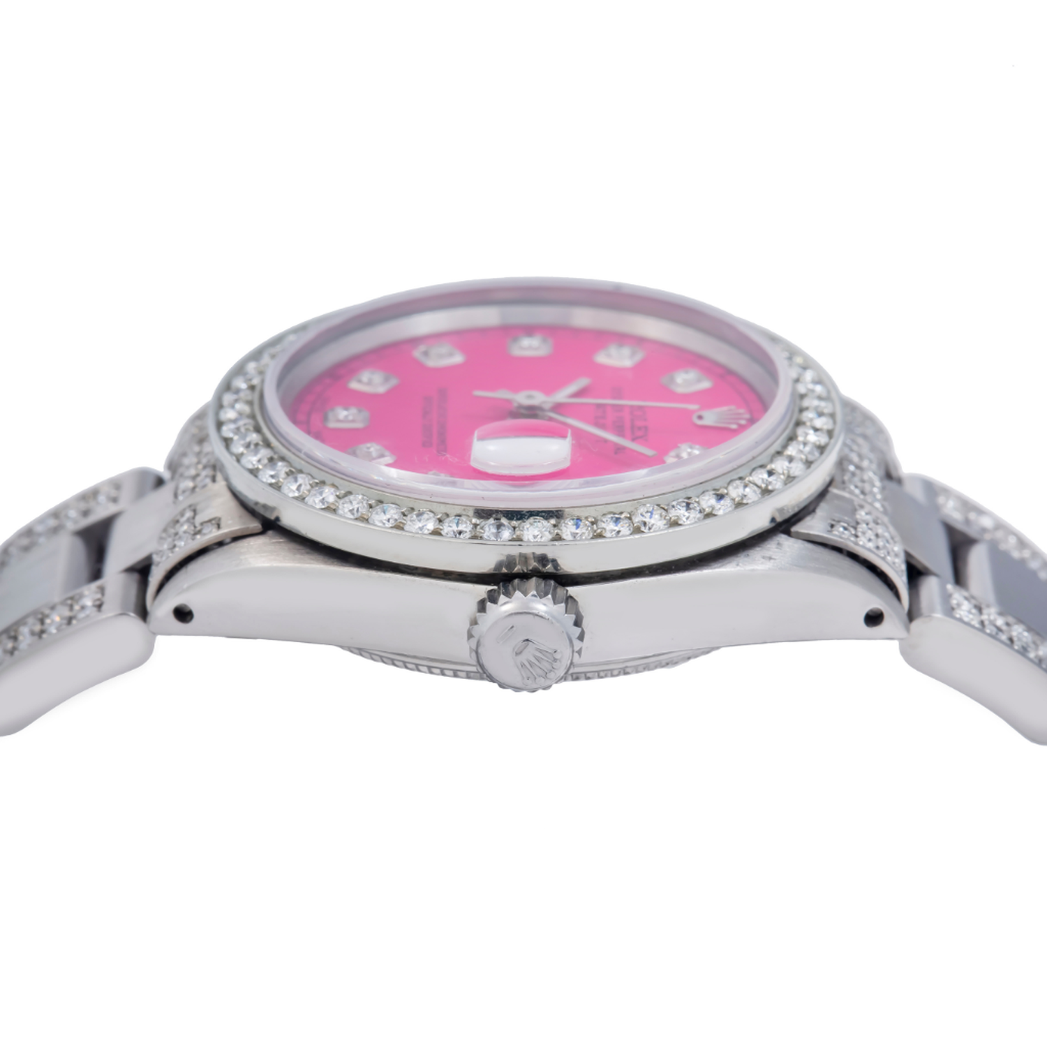 Rolex Datejust 31MM 68240 Pink Diamond Dial Diamond Bezel Stainless Steel Semi Diamond Oyster Bracelet