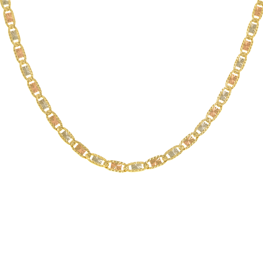 14K GOLD 5MM TRICOLOR FANCY CHAIN