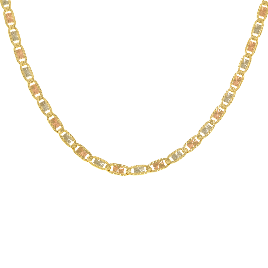 14K GOLD 5MM TRICOLOR FANCY CHAIN - OMI Jewelry