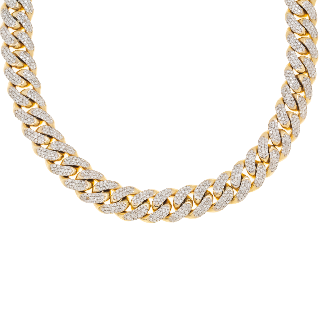14K GOLD DIAMOND 19MM CUBAN LINK CHAIN 38.50 CT