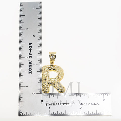 10K GOLD NUGGET INITIAL R PENDANT 2.3G