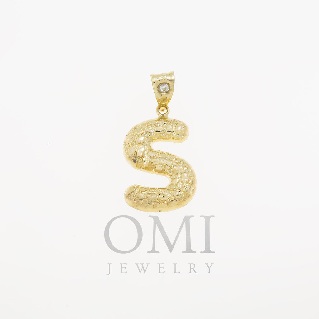 10K GOLD NUGGET INITIAL S PENDANT 2.2G