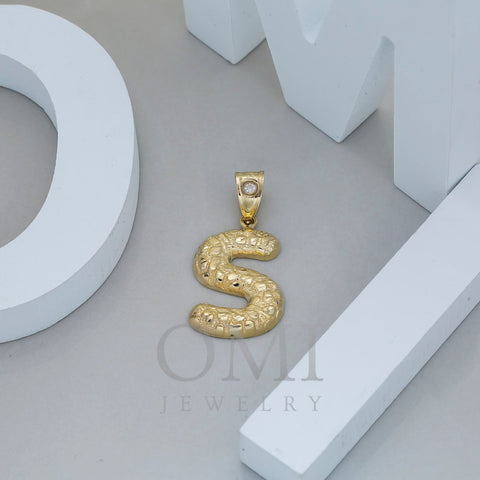 10K GOLD NUGGET INITIAL S PENDANT 2.2G
