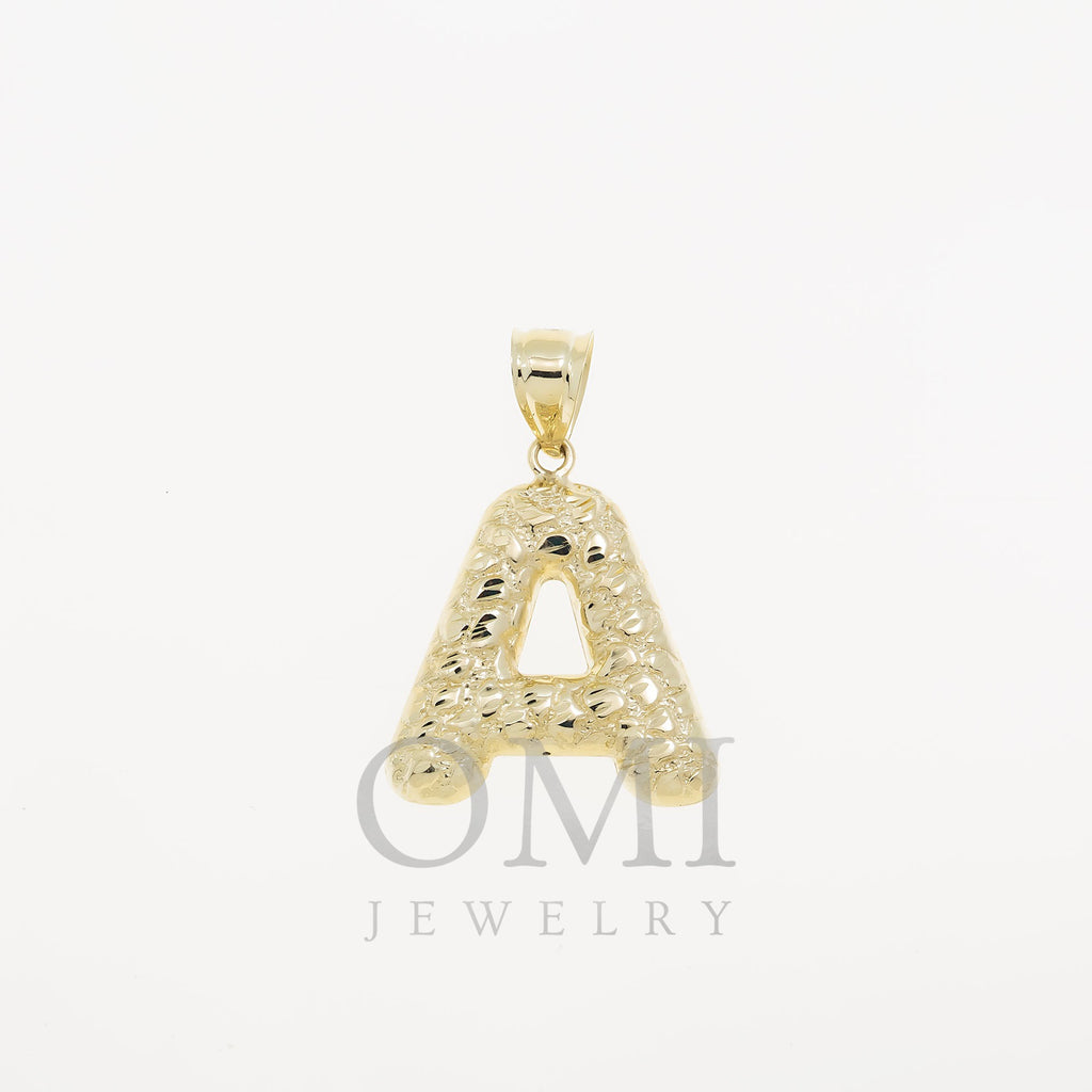 10K GOLD NUGGET INITIAL A PENDANT 2.2G