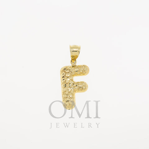 10K GOLD NUGGET INITIAL F PENDANT 1.9G